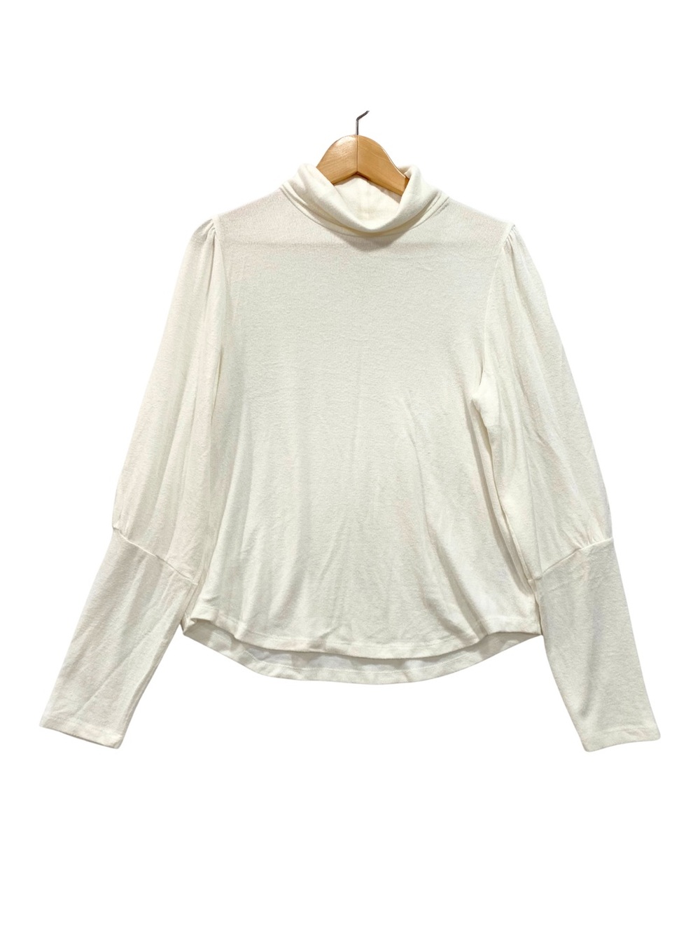 By Anthropologie Ivory Puff Sleeve Turtleneck Top M